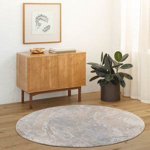 Livabliss Brunswick Machine Woven Area Rug Neutral Polypropylene Blend for Large Living Rooms Cream, Taupe 6'7" x 6'7" BWK2336-67RD