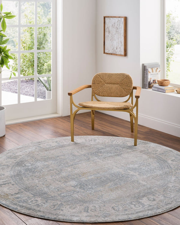 Livabliss Brunswick Machine Woven Area Rug with Fringe Border for Large Living Dining Rooms Cream, Light Gr 5'3" x 5'3" BWK2339-53RD
