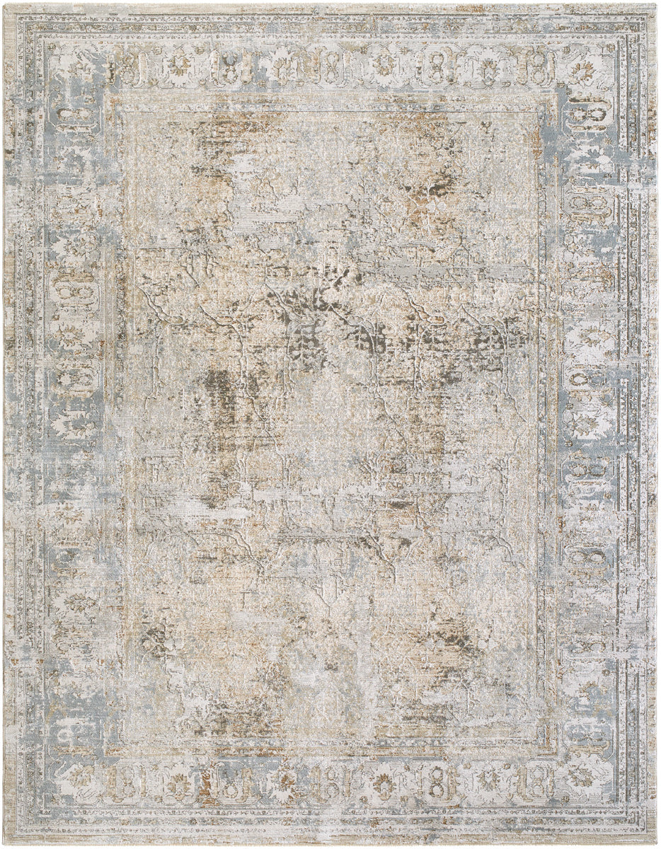 Brunswick BWK-2340 9' x 12'2" Machine Woven Rug BWK2340-9122  Cream, Medium Brown, Light Gray, Light Brown, Charcoal, Mustard Surya