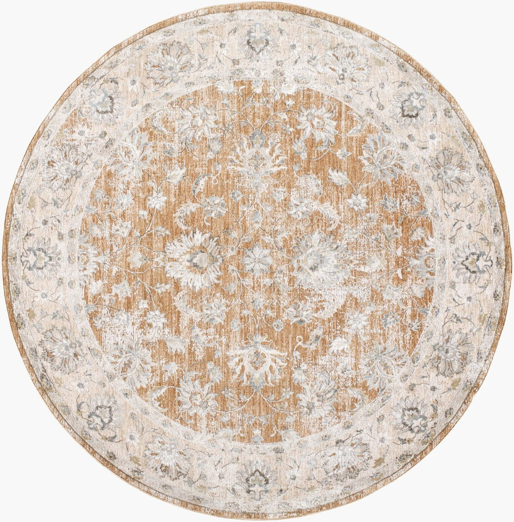 Livabliss Brunswick Bwk-2343 Large Area Rug Turkey Woven Polypropylene Fringe Living Room Light Brown, Cr 7'10" x 7'10" BWK2343-710RD