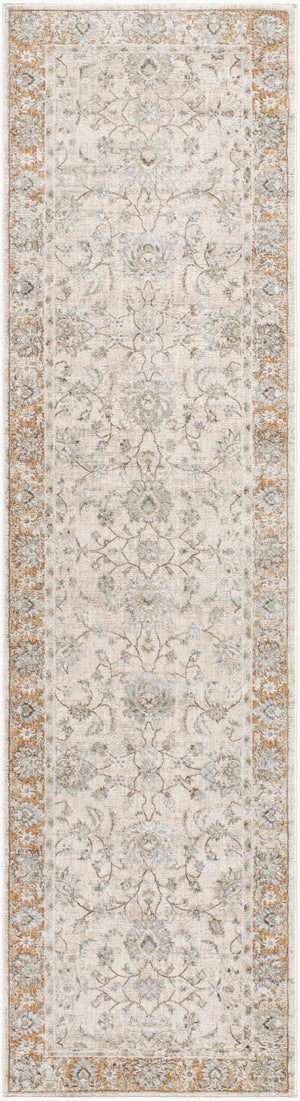Livabliss Brunswick Fringe Trim Area Rug Turkish Woven Polypropylene Blend Living Room Floor Light Gray, Cre 2'7" x 10' BWK2344-2710