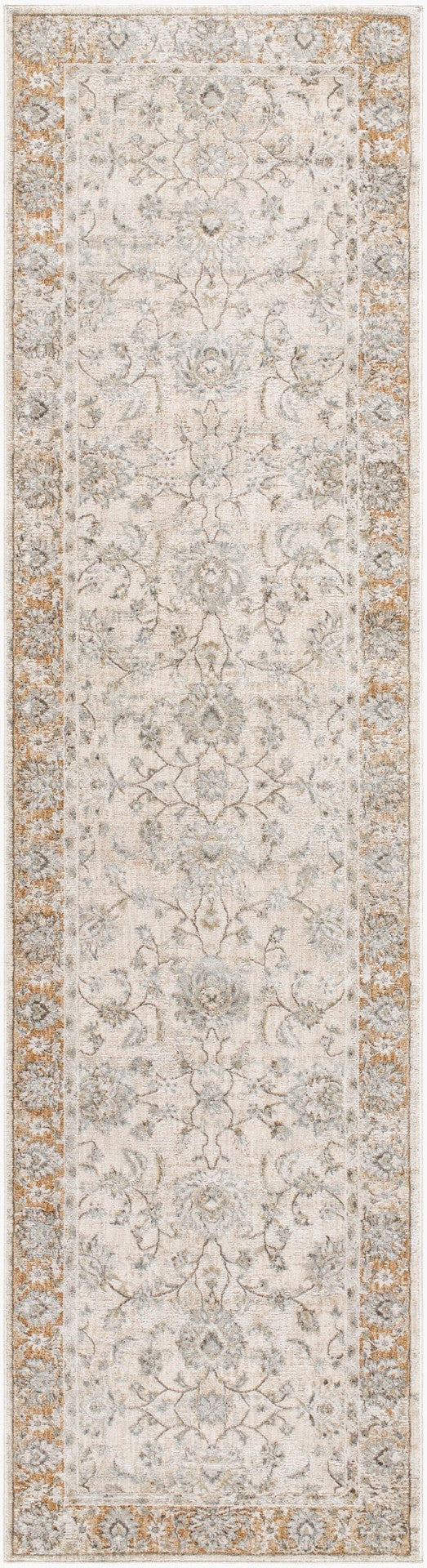Livabliss Brunswick Fringe Trim Area Rug Turkish Woven Polypropylene Blend Living Room Floor Light Gray, Cre 2'7" x 10' BWK2344-2710
