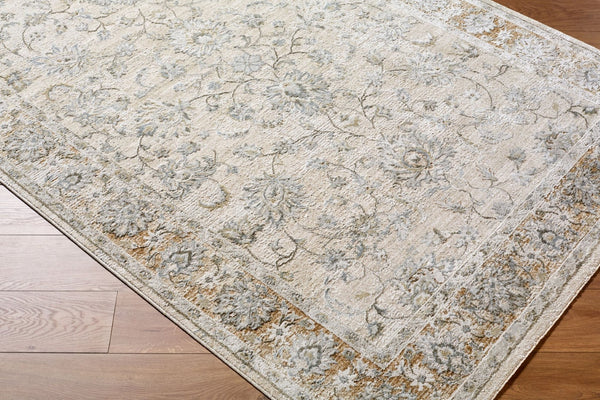 Livabliss Brunswick Fringe Trim Area Rug Turkish Woven Polypropylene Blend Living Room Floor Light Gray, Cre 6'7" x 6'7" BWK2344-67RD