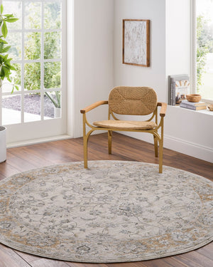 Livabliss Brunswick Fringe Trim Area Rug Turkish Woven Polypropylene Blend Living Room Floor Light Gray, Cre 6'7" x 6'7" BWK2344-67RD
