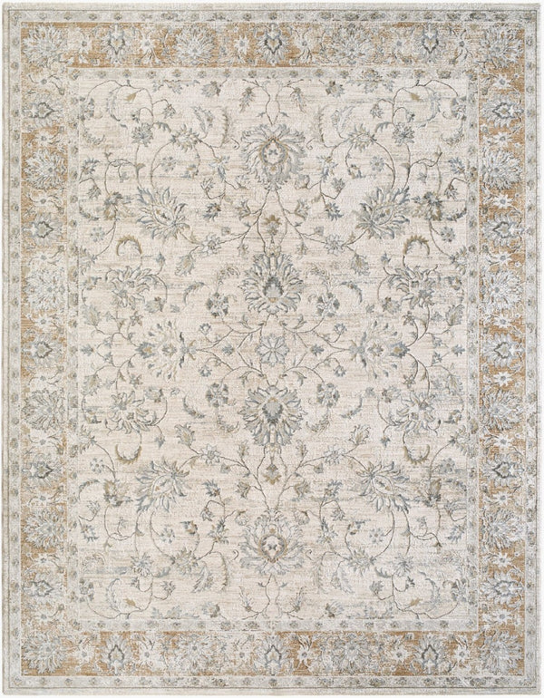 Livabliss Brunswick Fringe Trim Area Rug Turkish Woven Polypropylene Blend Living Room Floor Light Gray, Cre 9' x 12'2" BWK2344-9122