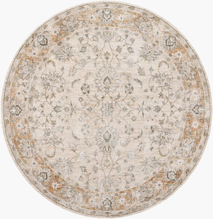 Livabliss Brunswick Fringe Trim Area Rug Turkish Woven Polypropylene Blend Living Room Floor Light Gray, Cre 6'7" x 6'7" BWK2344-67RD