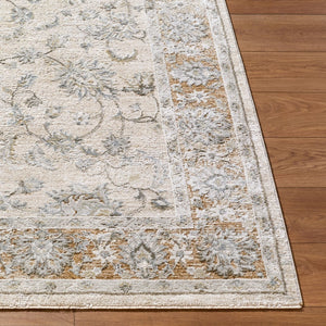 Livabliss Brunswick Fringe Trim Area Rug Turkish Woven Polypropylene Blend Living Room Floor Light Gray, Cre 6'7" x 6'7" BWK2344-67RD