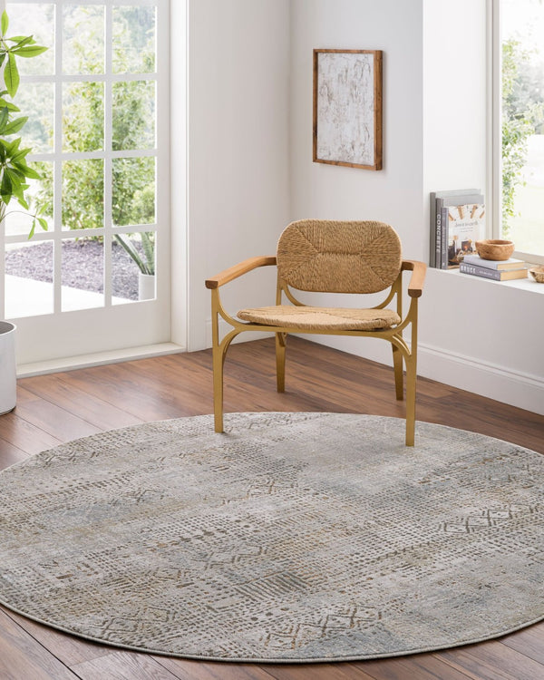 Livabliss Brunswick Traditional Fringe Area Rug Polypropylene Blend for Dining and Living Rooms Cream, Light Gr 2' x 2'11" BWK2345-23