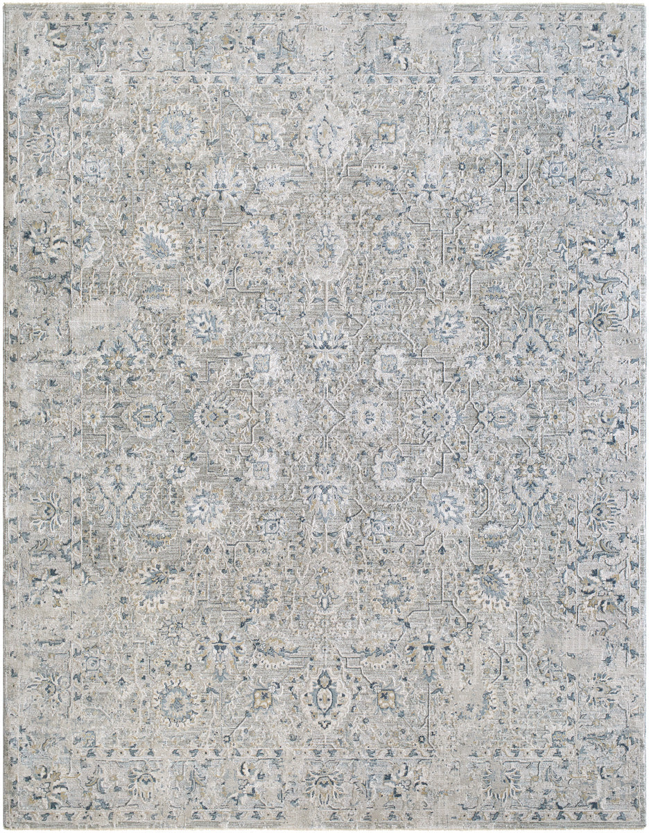 Brunswick BWK-2349 9' x 12'2" Machine Woven Rug BWK2349-9122  Light Gray, Charcoal, Cream, Dark Blue, Blue, Mustard Surya