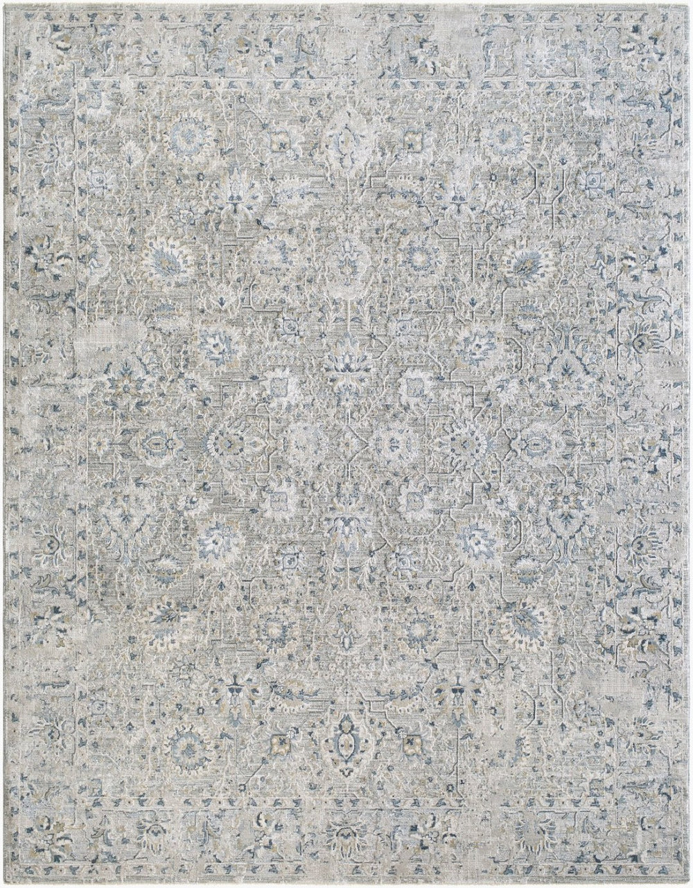Livabliss Brunswick Machine Woven Fringe Area Rug Polypropylene Blend for Large Living Rooms Light Gray, Cha 6'7" x 6'7" BWK2349-67RD