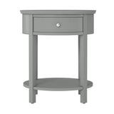 Homelegance By Top-Line Hardin 1-Drawer Oval End Table Grey Veneer