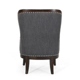 Christopher Knight Home® - Noble House - Mantua Contemporary Fabric Upholstered Accent Chair with Nailhead Trim, Charcoal and Dark Brown