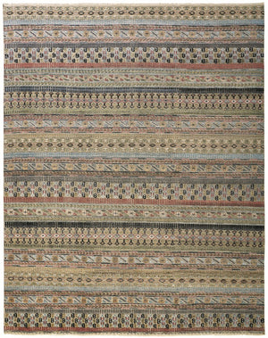 Feizy Rugs Payton Hand Knotted Wool And Viscose Rug With Geometric Tribal Patterns For Stylish Interiors Tan,Orange,Blue Viscose,Wool 9806498fpnkmlth50