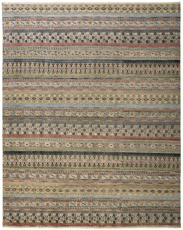Feizy Rugs Payton Hand Knotted Wool And Viscose Rug With Geometric Tribal Patterns For Stylish Interiors Tan,Orange,Blue Viscose,Wool 9806498fpnkmlth50