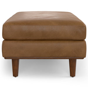 English Elm Morrison Large Rectangular Ottoman In Luxurious Caramel Brown Leather - Stylish & Versatile Seating B136P159246