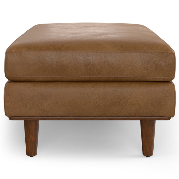 English Elm Morrison Large Rectangular Ottoman In Luxurious Caramel Brown Leather - Stylish & Versatile Seating B136P159246