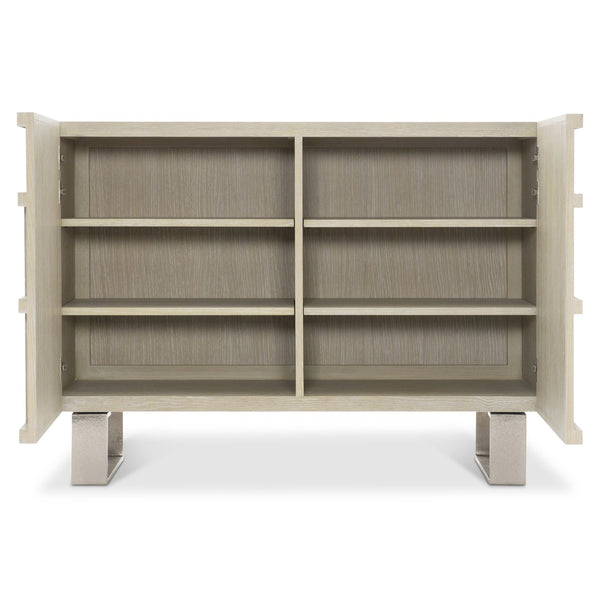 Bernhardt Bernhardt Solaria Door Chest With Dune Quartered Oak Finish, Geometric Overlays & Shiny Nickel Legs 310115