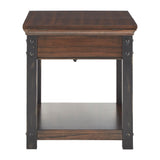 Homelegance By Top-Line Beniz Wood Finish End Table with Built-In Outlets Red Wood