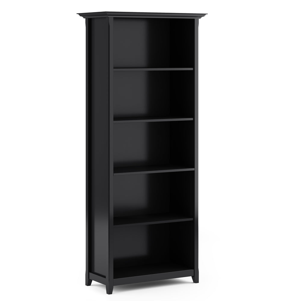 English Elm Amherst 30-Inch Solid Wood Bookcase - Stylish 5-Shelf Storage In Durable Black Finish For Any Room B136P158326