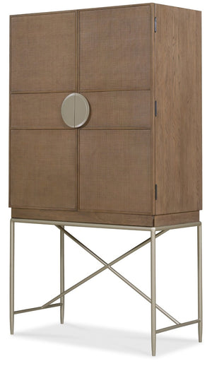 Hooker Furniture Sonnet Wren Oak Storage Cabinet With Cane Doors, Soft-Close Hardware, Slim Metal Base For Stylish Organization 6072-10309-85
