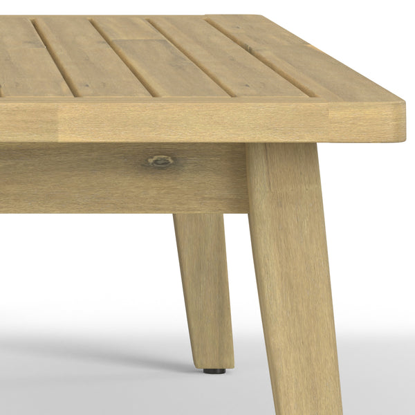 English Elm Palmetto Solid Acacia Outdoor Coffee Table in Light Teak — Handcrafted, Weather-Resistant 43.3"W B136P159371