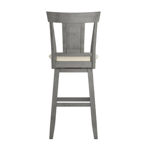 Homelegance By Top-Line Juliette Panel Back Wood Swivel Bar Stool Grey Rubberwood