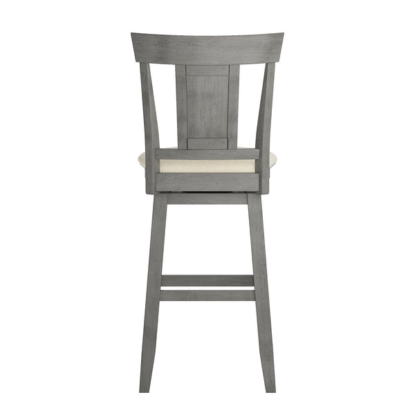 Homelegance By Top-Line Juliette Panel Back Wood Swivel Bar Stool Grey Rubberwood