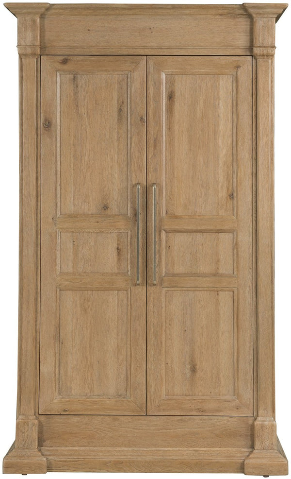 Hooker Furniture Driftwood Wardrobe with Buckboard Finish — Rustic Coastal Storage, Adjustable Shelves & Hidden Compartment Light Wood 6820-90013-80