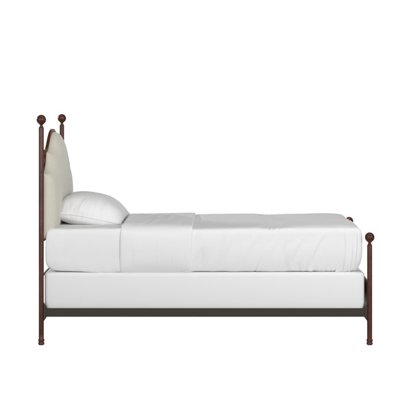 Homelegance By Top-Line Finola Cream Curved Top Cherry Brown Metal Poster Bed Black Metal