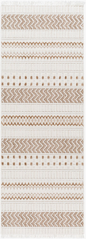Livabliss Broadway Global Pattern Runner Rug Polyester Pile Turkish Woven Fringe Hallway Accent Tan, Brown 2'7" x 7'3" BWY2302-2773