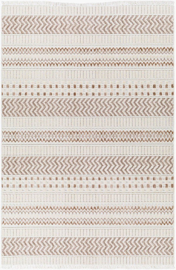 Livabliss Broadway Global Pattern Runner Rug Polyester Pile Turkish Woven Fringe Hallway Accent Tan, Brown 9'2" x 12' BWY2302-9212