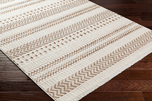 Livabliss Broadway Global Pattern Runner Rug Polyester Pile Turkish Woven Fringe Hallway Accent Tan, Brown 9'2" x 12' BWY2302-9212