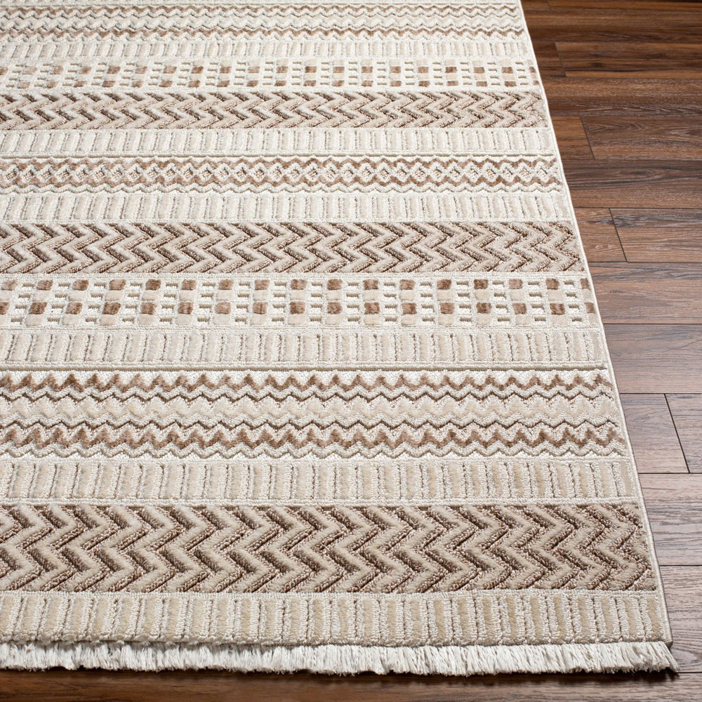 Livabliss Broadway Global Pattern Runner Rug Polyester Pile Turkish Woven Fringe Hallway Accent Tan, Brown 2'7" x 7'3" BWY2302-2773