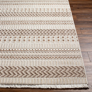 Livabliss Broadway Global Pattern Runner Rug Polyester Pile Turkish Woven Fringe Hallway Accent Tan, Brown 9'2" x 12' BWY2302-9212