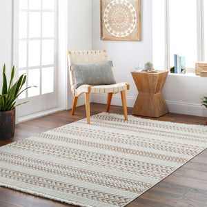 Livabliss Broadway Global Pattern Runner Rug Polyester Pile Turkish Woven Fringe Hallway Accent Tan, Brown 9'2" x 12' BWY2302-9212