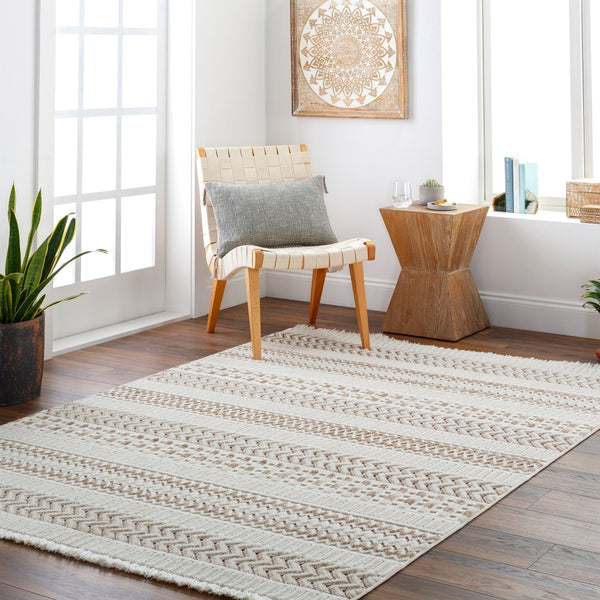 Livabliss Broadway Global Pattern Runner Rug Polyester Pile Turkish Woven Fringe Hallway Accent Tan, Brown 9'2" x 12' BWY2302-9212