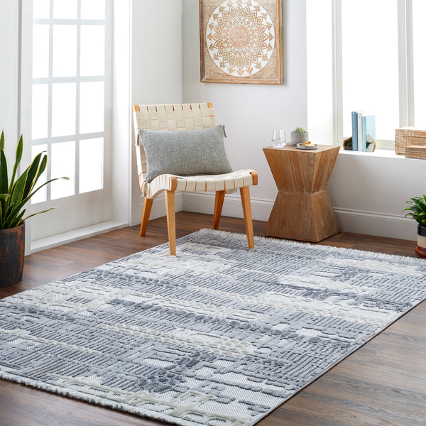 Broadway BWY-2306 9'2" x 12' Machine Woven Rug BWY2306-9212  White, Denim, Ink Blue Surya
