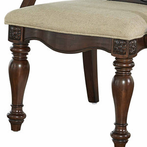 English Elm Steve Silver - Royale Hand-Stained Arm Chair Set of 2 - Dark Brown Pecan Fabric, Carved Scrollwork, Grand Traditional Elegance B081P157292