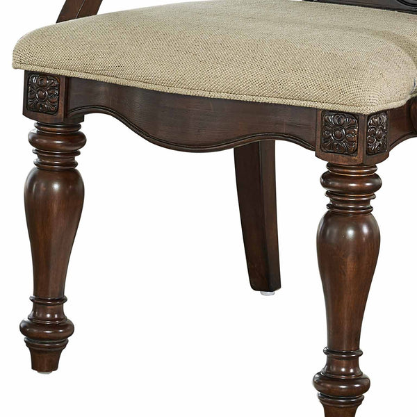 English Elm Steve Silver - Royale Hand-Stained Arm Chair Set of 2 - Dark Brown Pecan Fabric, Carved Scrollwork, Grand Traditional Elegance B081P157292