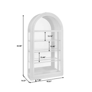 Hooker Furniture Arch Curio Cabinet With Glass Sliding Door – Elegant Arched Design For Sophisticated Living Spaces Brown Oak Veneer P021787