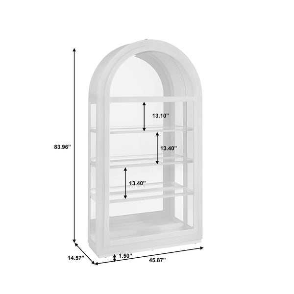 Hooker Furniture Arch Curio Cabinet With Glass Sliding Door – Elegant Arched Design For Sophisticated Living Spaces Brown Oak Veneer P021787
