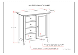 English Elm Amherst Medium Storage Cabinet - Stylish Solid Wood Design With Four Drawers & Adjustable Shelves B136P159433