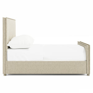 Bernhardt Bernhardt Sawyer Upholstered Panel Bed In Fawn — Transitional Textural Fabric, Stitched Flange Elegance K2205