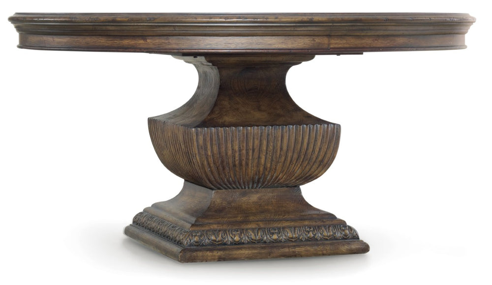 Hooker Furniture Rhapsody 60" Round Dining Table — Walnut Distressed Pedestal, Seats 6, Rustic-Classic Entertaining Charm Medium Wood 5070-75203