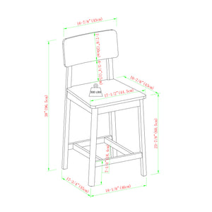 Minimalist Solid Wood Counter Stool - Set of 2 Black MASD7DBLVP Walker Edison