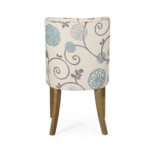 English Elm Fabric Dining Chairs with Nailhead Trim Plush Seat Rubberwood Legs Set of 2 72610.00WHTBLU