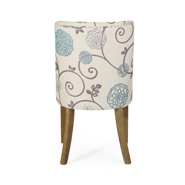 English Elm Fabric Dining Chairs with Nailhead Trim Plush Seat Rubberwood Legs Set of 2 72610.00WHTBLU