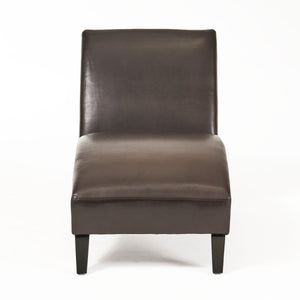 English Elm Christopher Knight Home® - FINLAY Curved KD Chaise Lounge in Brown PU Faux Leather with Birch Wood Legs, Modern Comfort 55420.00PUBRN