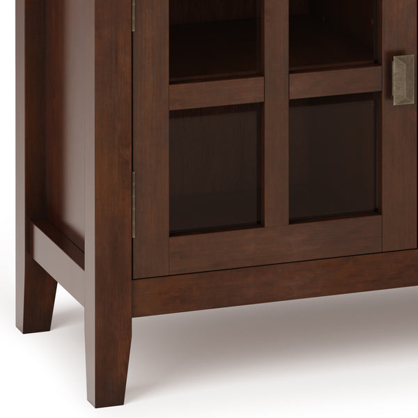 English Elm Artisan Tv Media Stand - Handcrafted Solid Wood In Russet Brown With Glass Doors & Antique Hardware B136P158405