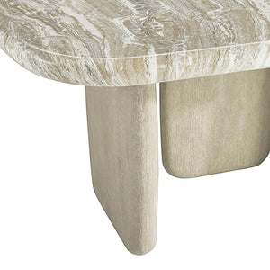 Bernhardt Bernhardt Rustic-Modern Arcadia Dining Table With Faux-Stone Top, Sculptural Woodgrain Legs & Leaf K2001
